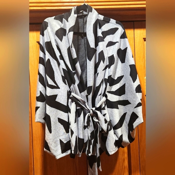 Freeway Open Front Tie Sweater Sz L - Picture 1 of 8